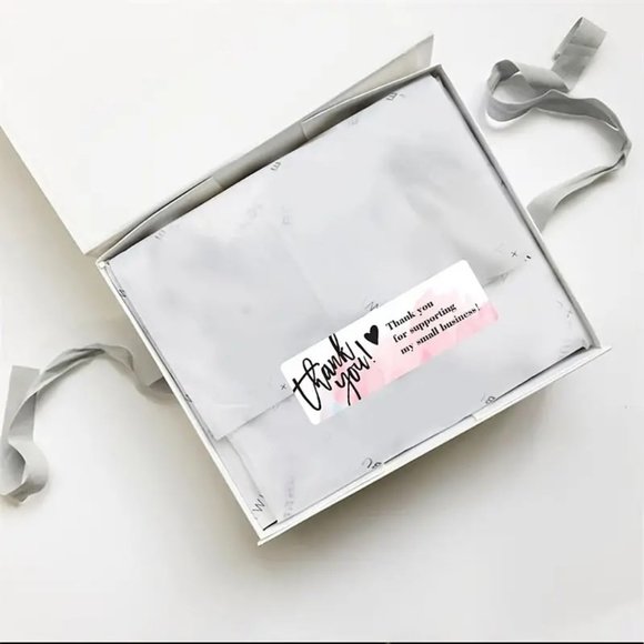 New 1 Roll, Rectangular Thank You For Supporting My Small Business Sticker, Pink - Picture 2 of 2